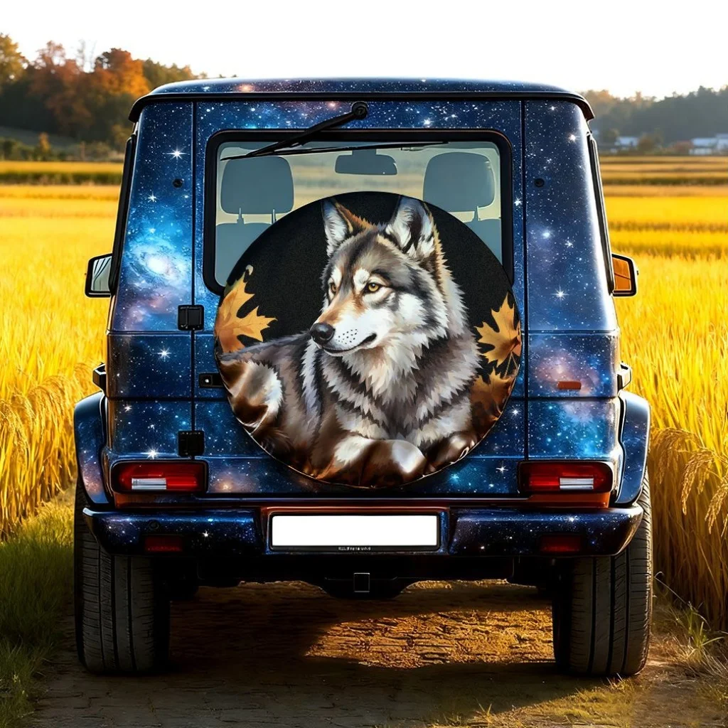 

Чехол для запасного колеса с принтом волка и галактики, осенний кроссовер, защита для автомобильных шин, стильный уличный аксессуар