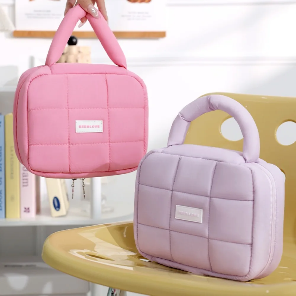 New cotton makeup storage bag Candy color puffs square storage bag large capacity travel makeup toiletry bag