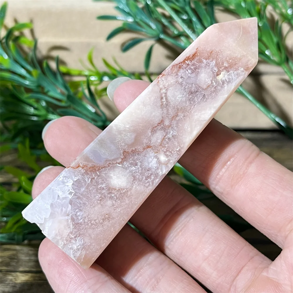 Crystal Natural Pink Amethyst Flower Agate Tower Druzy Point Quartz Aquarium Stone Healing Living Room Home Decoration