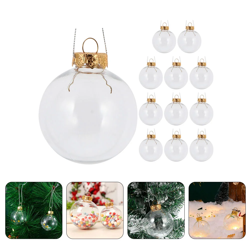 10/12 pçs bola transparente de natal plástico fillable bauble 8-10cm árvore de natal pendurado ornamentos decoração festa de casamento caixa de presente