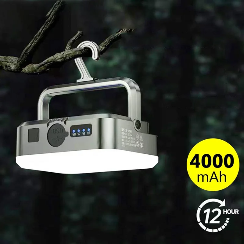 

A03F-Outdoor Portable Camping Light Solar Charging 4000Mah Capacity Power Bank Intelligent Display Portable Hanging Light