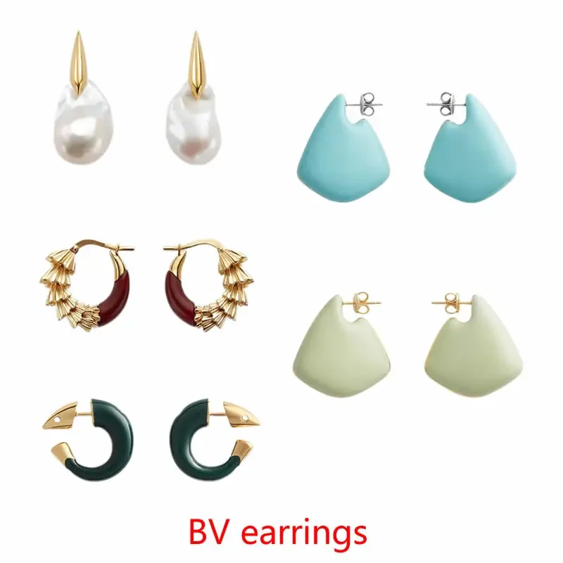 BV Hot New 925 Sterling Silver Jewelry Women's Gold Plated Enamel Exquisite Luxurious Fashion Earrings Holiday Gifts