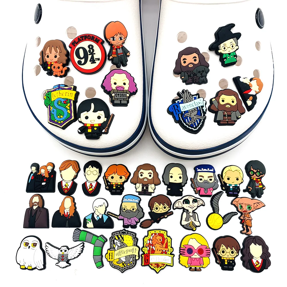 Set de 37 adornos para zapatos de Harry Potter, accesorios de PVC DIY para zuecos, regalos de Navidad, decoraciones para zapatos