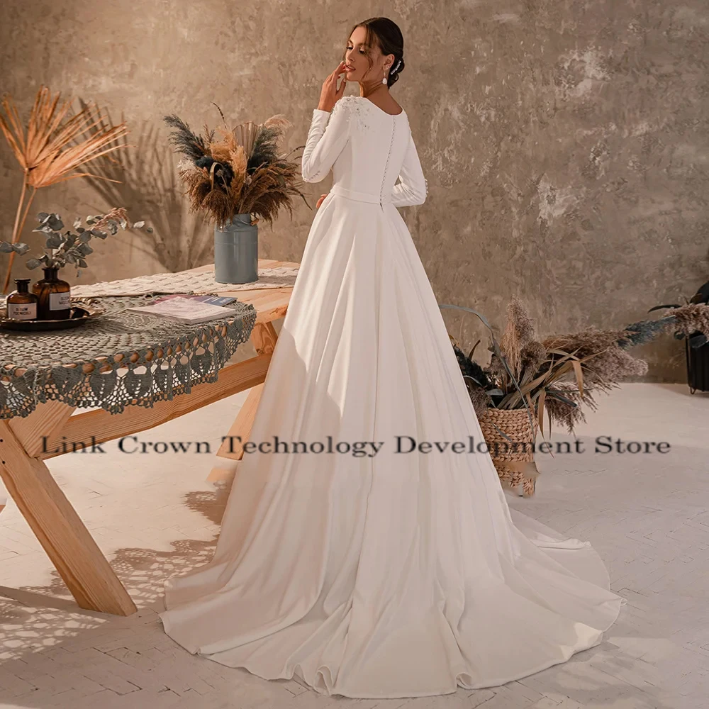 Charmante robe de mariée ivoire avec mousseline de soie pour femme, manches longues, patients, tout ce qui est pour femme, train court, nouveau, été, 2024, 2025