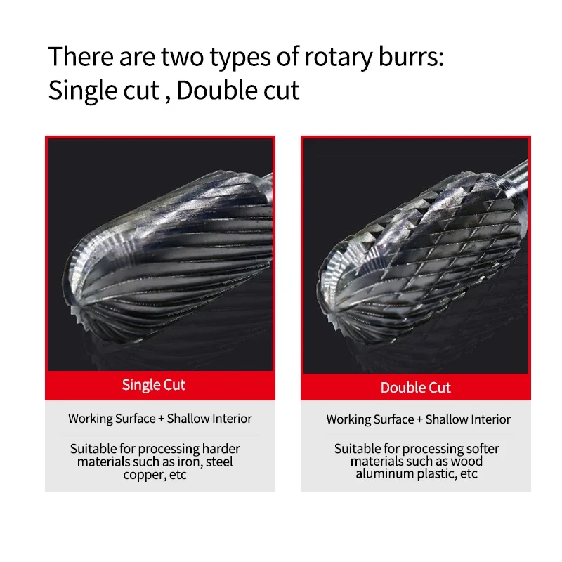 Chowmaster Carbide Rotary Burr C CX Type Single Double Slot Tungsten Steel Rotary File Metal Grinding CNC Tools
