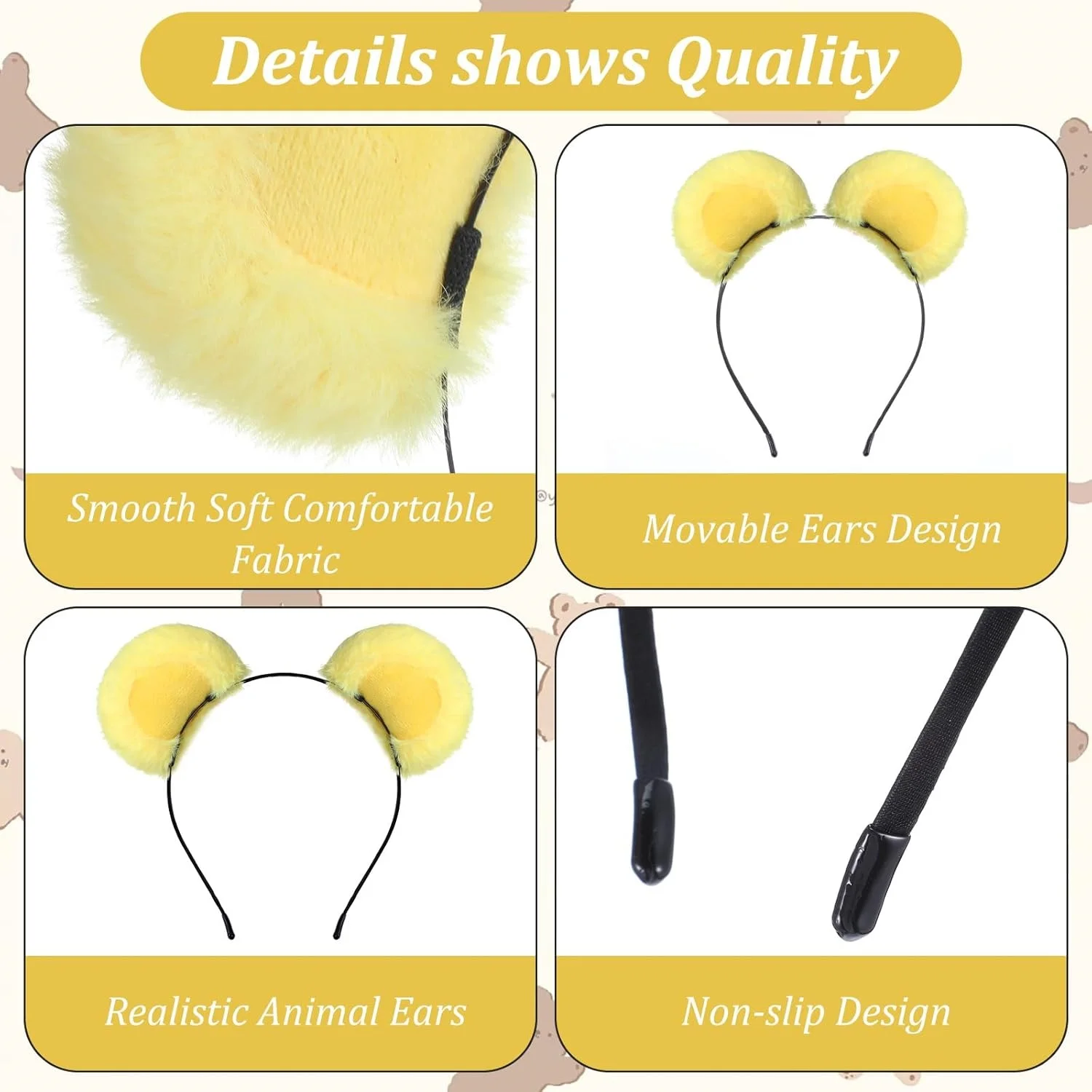 1PC Plüsch Bärenohren Stirnband, süßer flauschiger Tierhaarreifen für Frauen, Mädchen und Haustiere, bezaubernder Party-Cosplay-Haarschmuck – Detail 4
