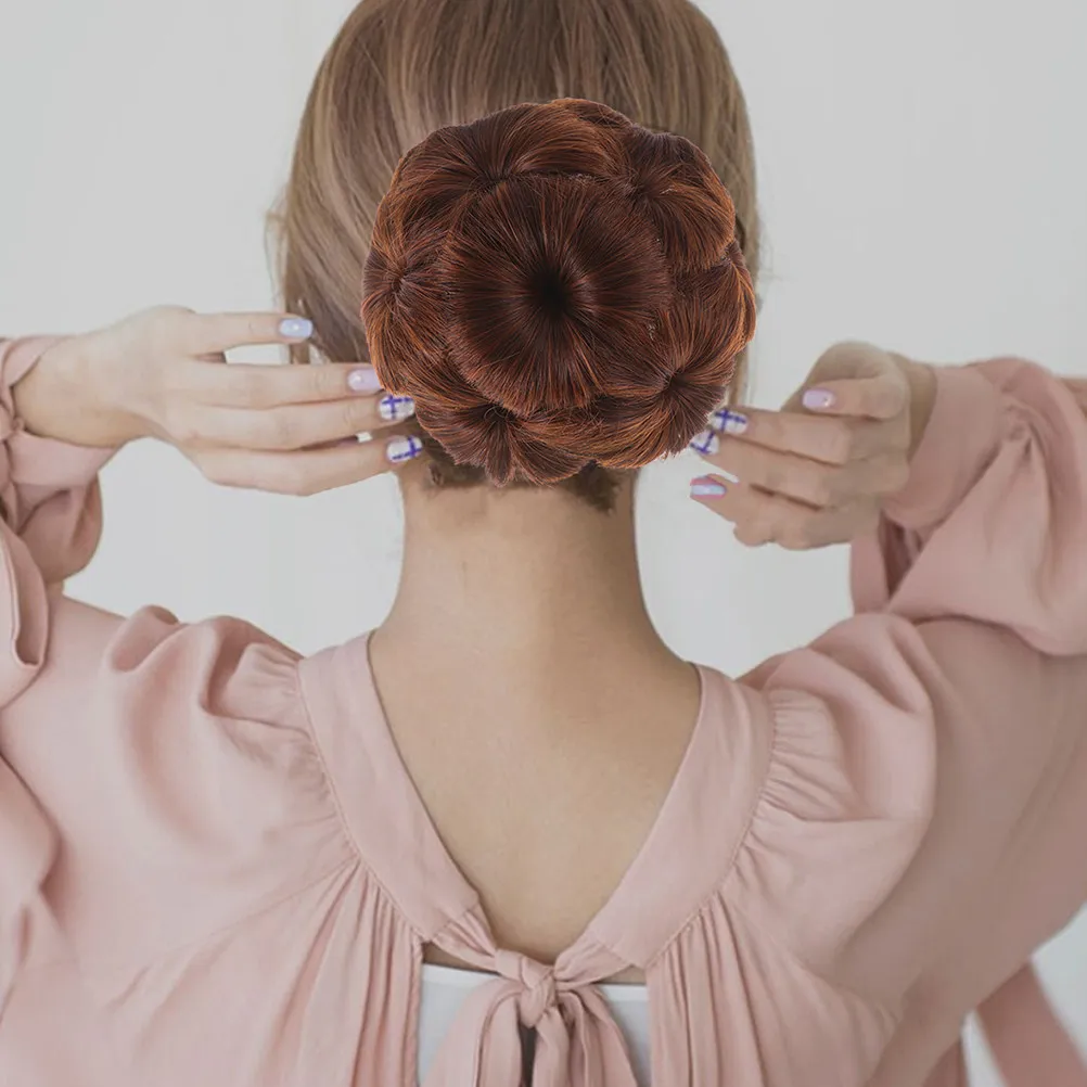 

2pcs Bun Ponytail Extension Scrunchy Hair Bun Ponytail Chignon Extension Women Hair Clips For Volume Updo Fixator Red