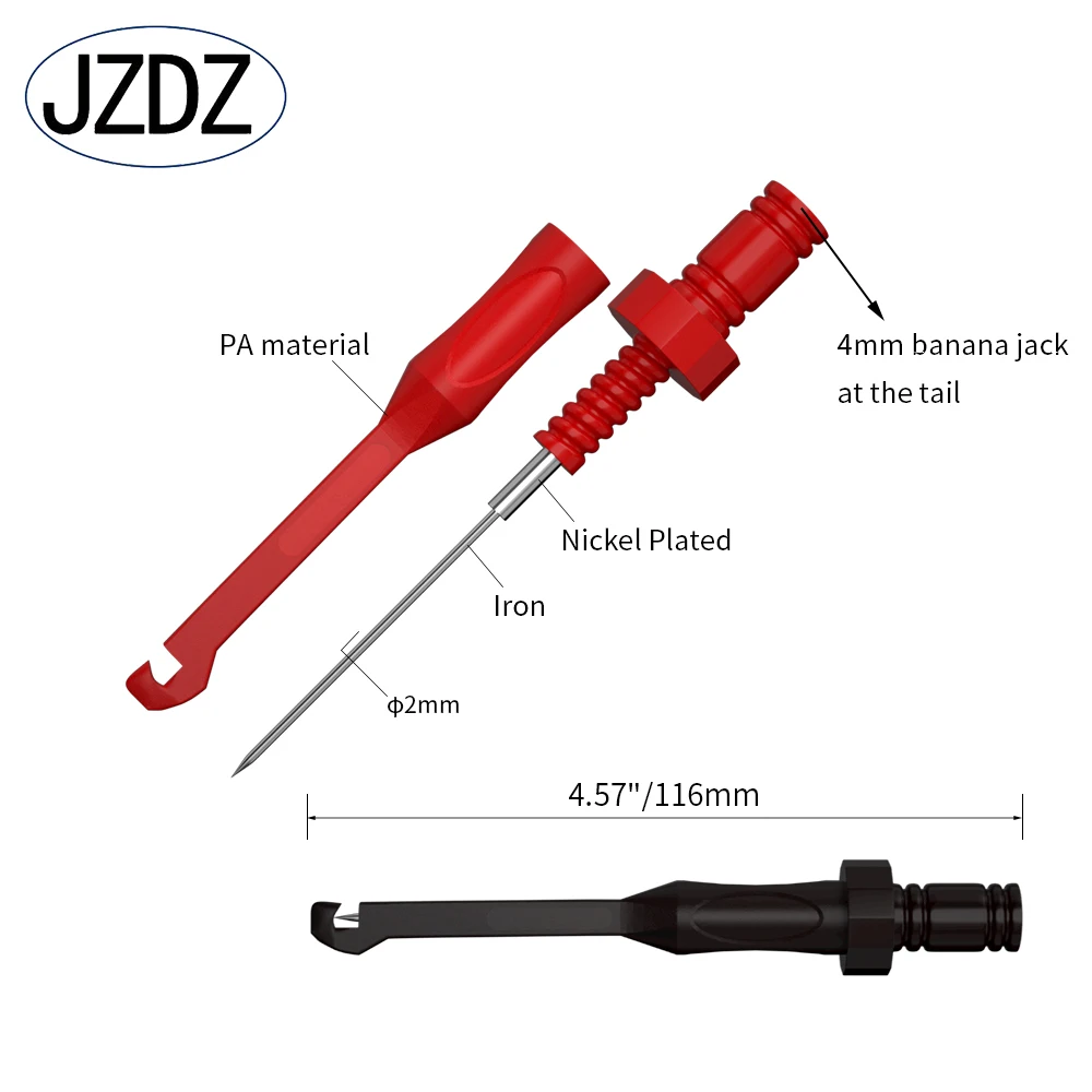 Imagem -02 - Jzdz-multímetro Digital Test Leads Kit Sondas de Teste Elétrico Grupo Clipes Jacaré Teste Pinça Wire-piercing Back Probe Pin