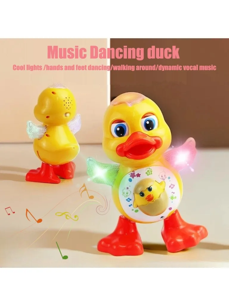 Pato de dança elétrica engraçado piscar olhos piscando luz agitar o corpo bonito musical dos