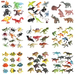 Oenux Wild Ocean Insect Animal Set Action Figures Turtle Frog Fish Lizard Bird Butterfly Dinosaur Model Kid Educational Xmas Toy