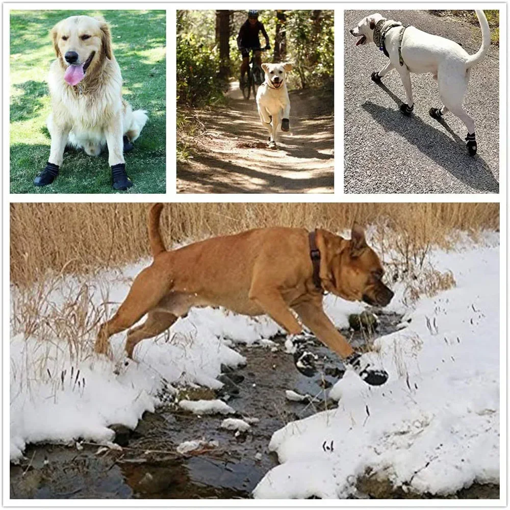 Waterproof Anti-Slip Dog Boots, Reflective Paw Protector, 4Pcs
