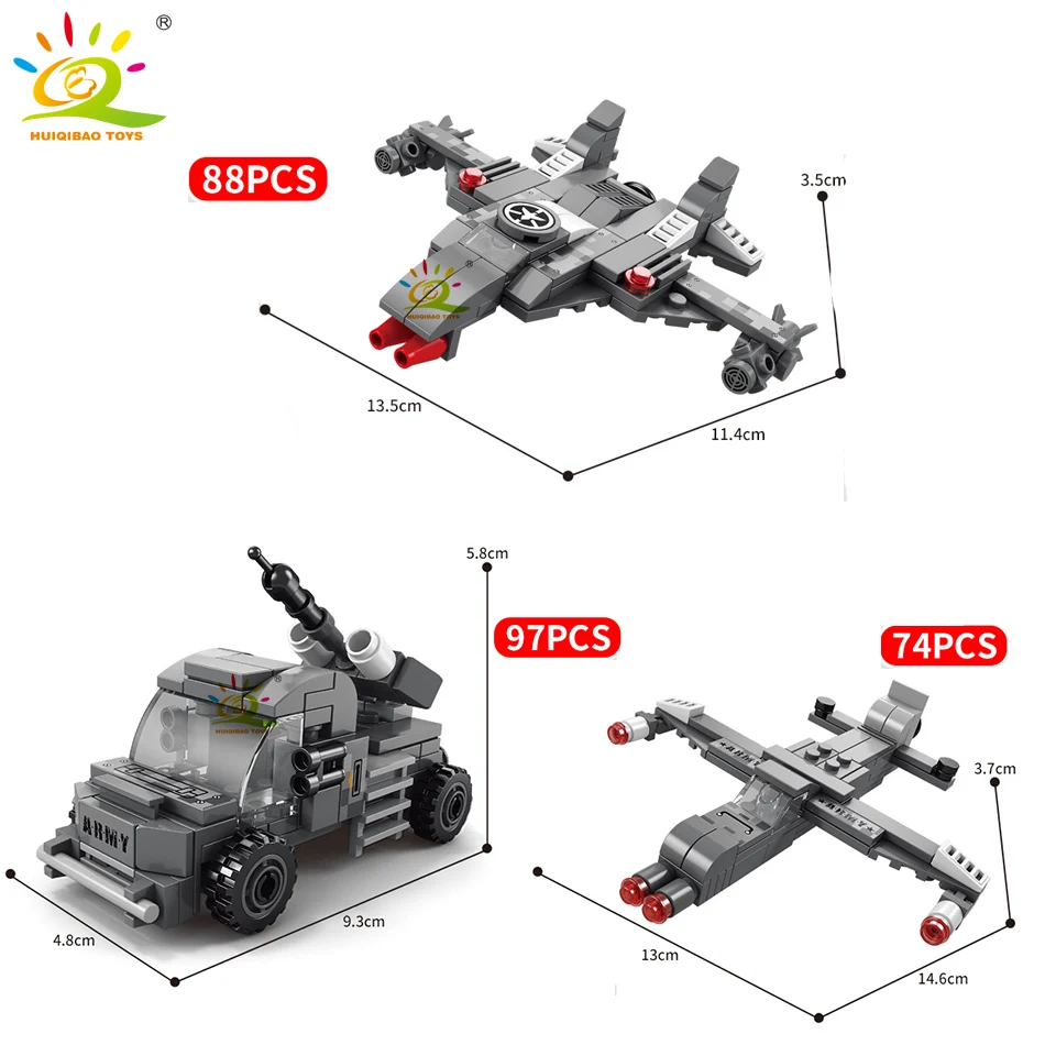 HUIQIBAO WW2 Military Tank 648pcs 6in1 Building Blocks Set Truck Plane Army Bricks City Construction Toy For Children Kids Game