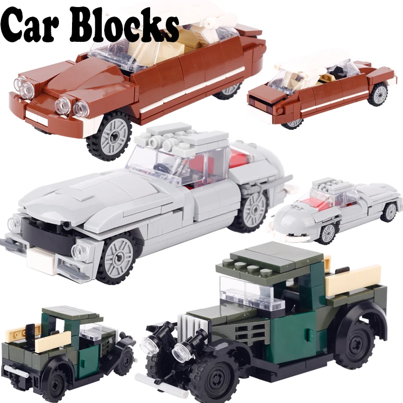 MOC City Retro Sedan Vehicle Model Building Blocks Street View Truck Car Soldier Figures Accesssories DIY Bricks Toys Boys Gifts