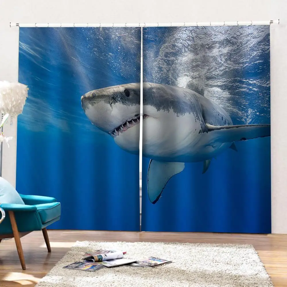 Custom ocean dolphin curtains 3D Window Curtains For Living Room Bedroom Customized size personality curtains