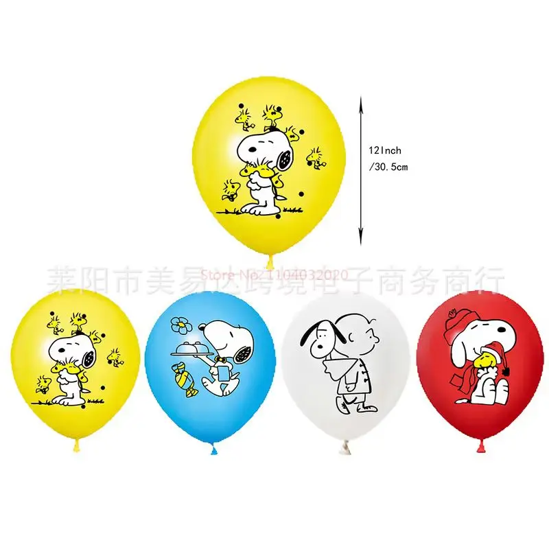 Decoración de fiesta de cumpleaños de dibujos animados de Snoopy, bandera de estilo lindo, globo, inserto de pastel, suministros esenciales para fanáticos de derivados de animación