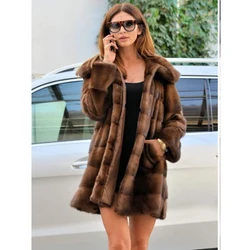 A New Women's Faux Mink Coat With A Regular Hoodie And A Long Faux Mink Coat For Your Daily Commute