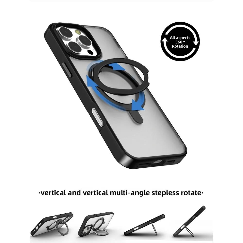 

For IPhone 16 15 14 13 Pro Max Plus Adjustable Kickstand Case, Magnetic Wireless Charging, 360° Swivel Viewing Angle
