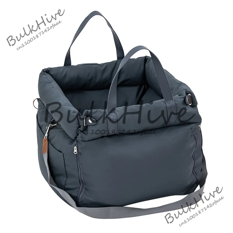 

Travel Safety Bolster Vintage Denim Patchwork Dog Pet Car Seat Bed with Safety Buckle No-slip bottom adjustable safety lanyard