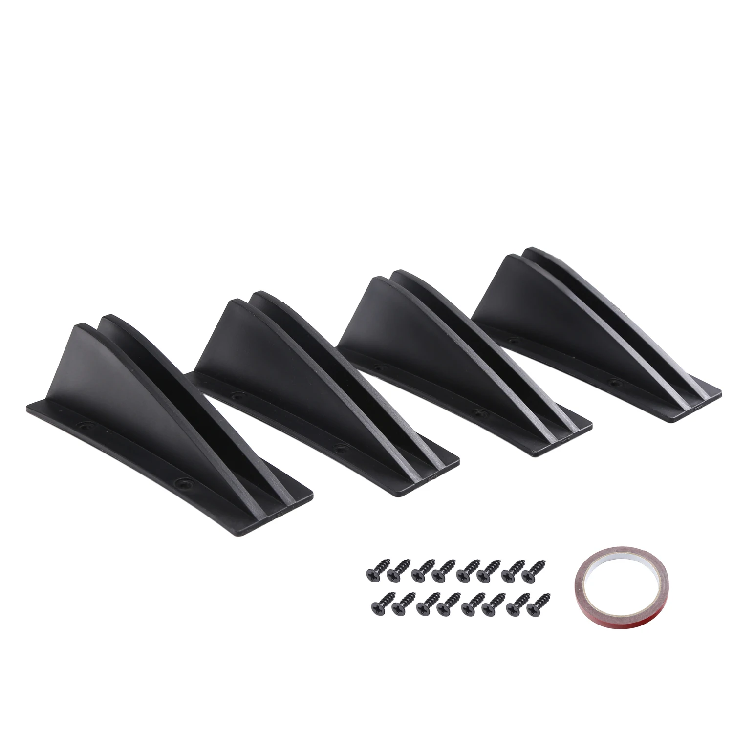 Universal Car Rear Bumper Lip Spoiler Splitter 4Pcs Anti-collision Protection, Durable ABS Plastic for Curved Surface Fit