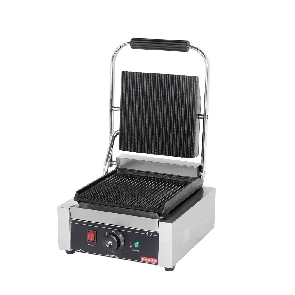 Electric Panini Grill Commercial Panini Sandwich Press Stainless Steel Single Contact Grill