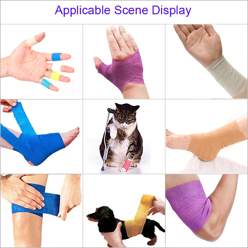 10 pz Colorato Sport Auto Adesivo Fasciatura Elastica Wrap Nastro Elastoplast Per Ginocchiere Dito Caviglia Palmo Kit di Aiuto Strumento Per Animali