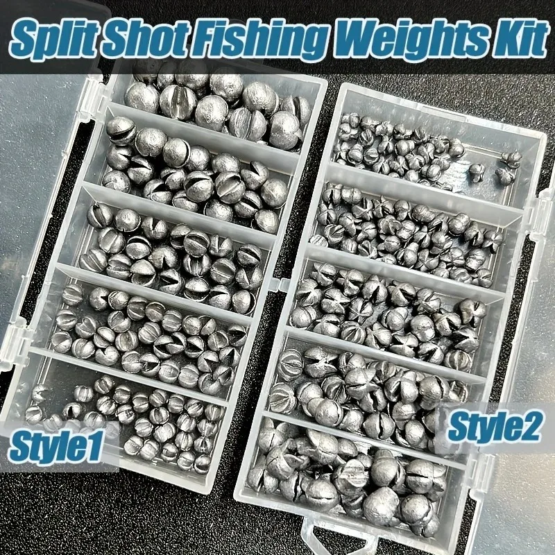 Lead Biting Set with Double Openings Elliptical Lead Raft Fishing Clip Lead Fishing Gear and Multiple Sizes of Sinker