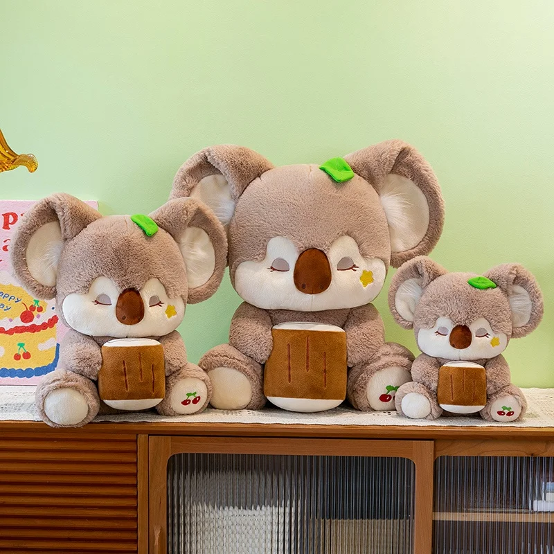 27 ~ 50 cm Holding Stomp Slapen Koala Knuffel Gevuld Bruin Grijs Cartoon Zitten Dier Slaperig Plushie Verjaardagscadeau