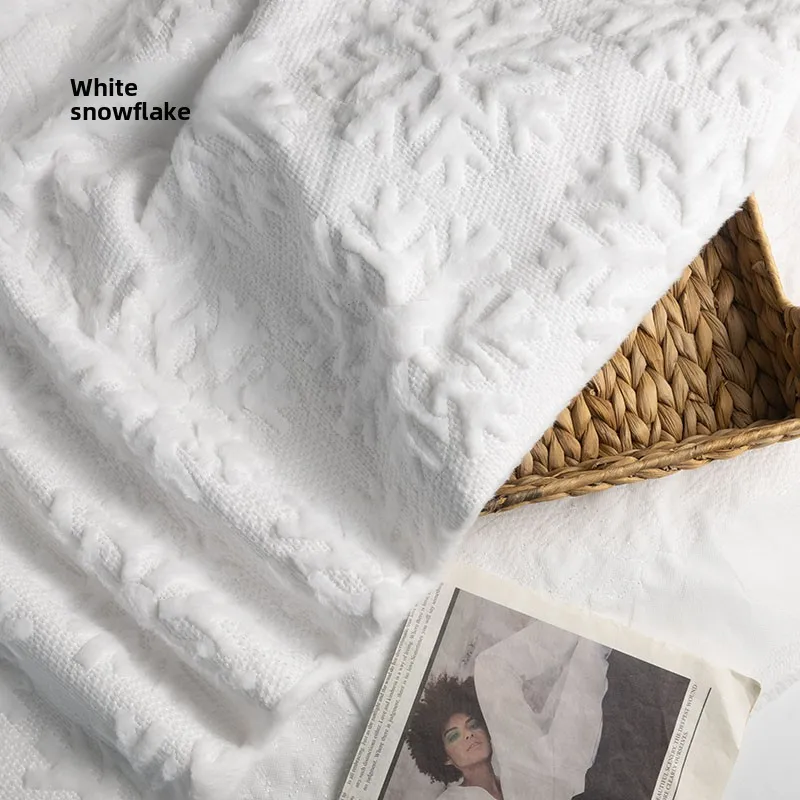 عيد الميلاد تقليد الأرنب الفراء قصيرة المخملية النسيج للتطريز ندفة الثلج نمط الديكور شجرة زخرفة خلفية القماش