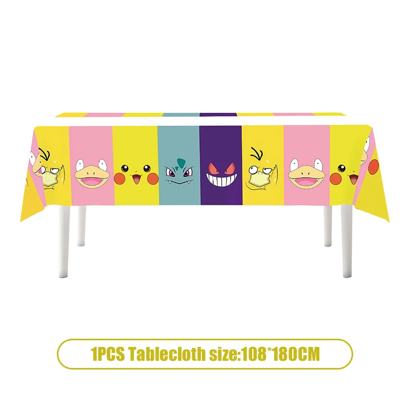 Pokemon Geburtstag Dekoration Set Pikachu Luftballons Teller Serviette Tassen Tischdecke Banner Hintergrund Dekor für Jungen Kinder Party Supplies