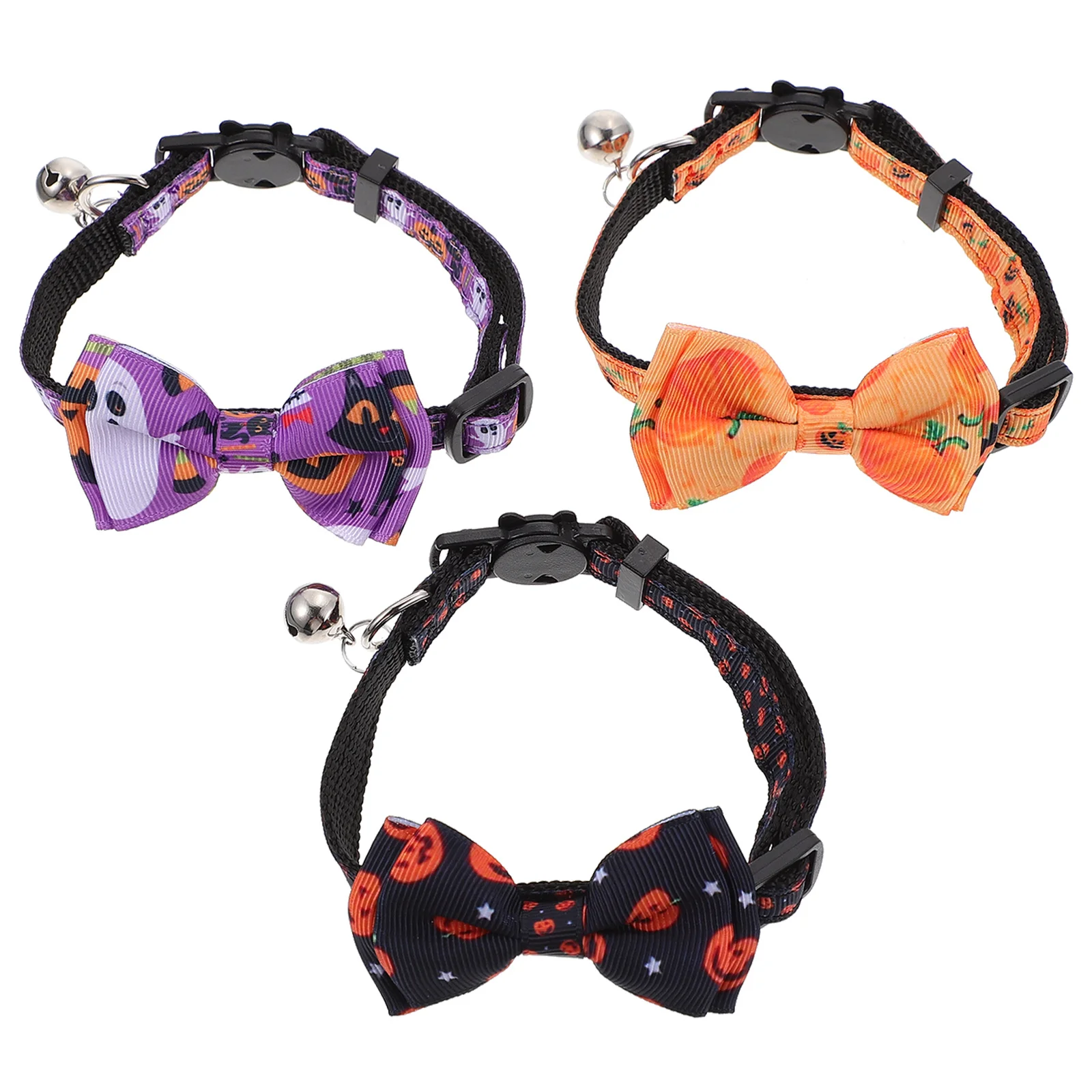 

3pcs Halloween Cat Collar With Bell Adjustable For Small Pets Anti-Lost Decor Party Favor Pet Supplies Accessory