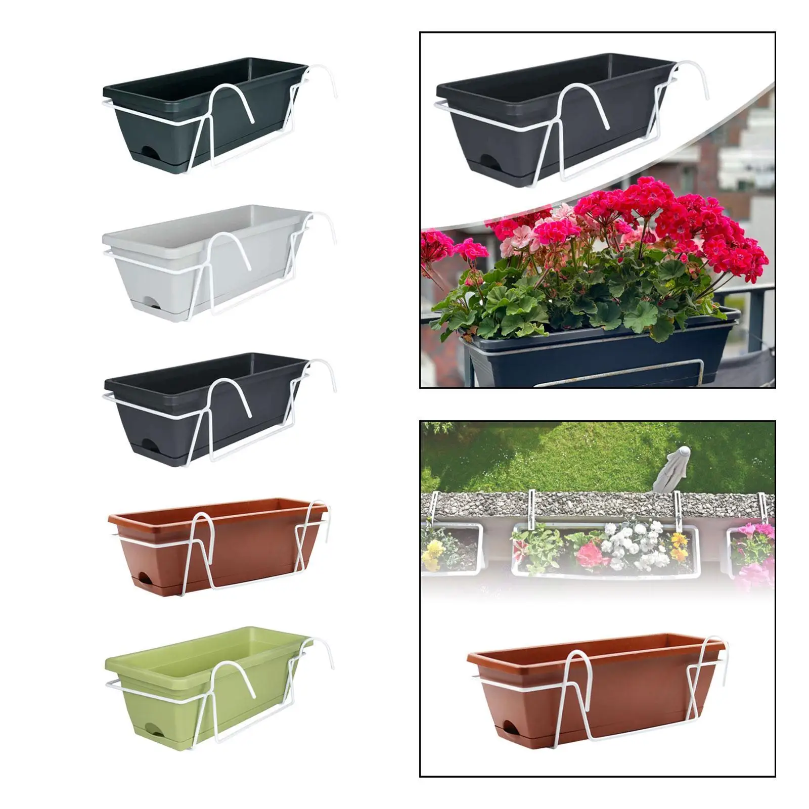 Hanging Flower Pot Vegetable Drainage Holes Outdoor Garden Plant Holder Balcony Planter for Deck Office Porch Bedroom Nursery
