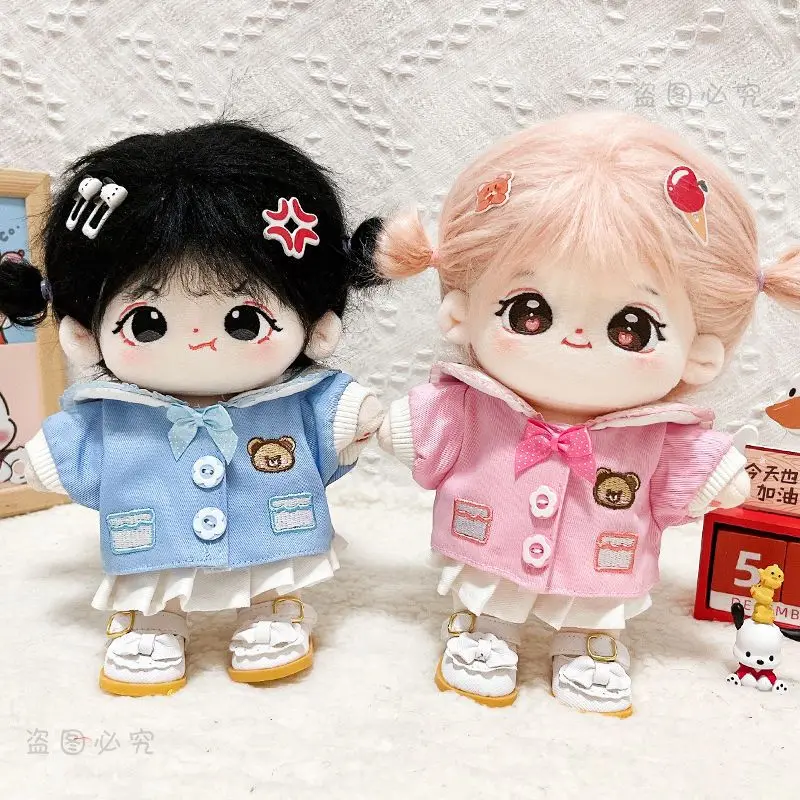 Boneka katun 20cm pakaian bayi seragam beruang lucu rok Akademi Set boneka bintang berbaju tubuh gemuk