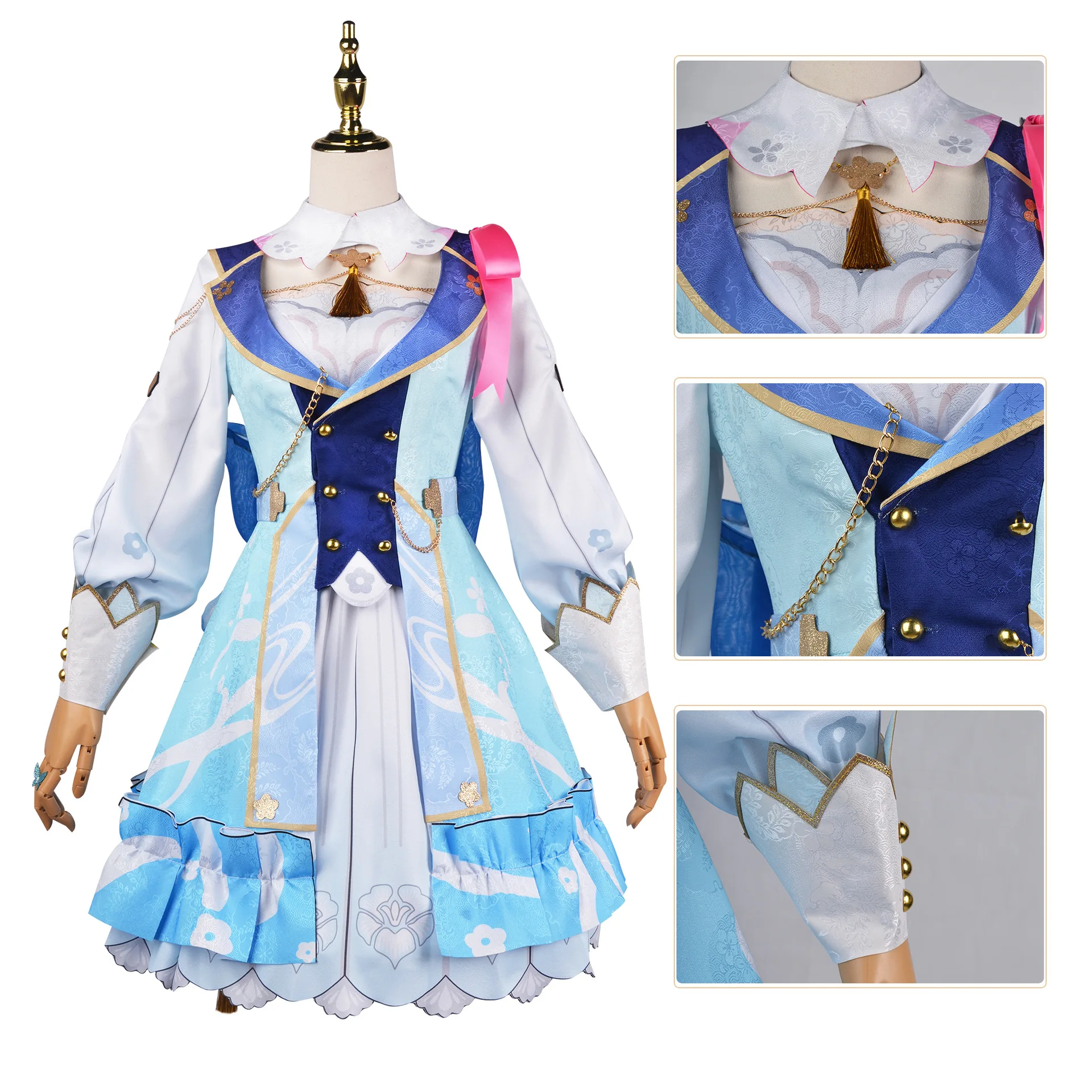 

Kamisato Ayaka New Skin Cosplay Costume Ayaka New Outfits Springbloom Missive Dress Hat Fan Euro Size Ayaka Dress
