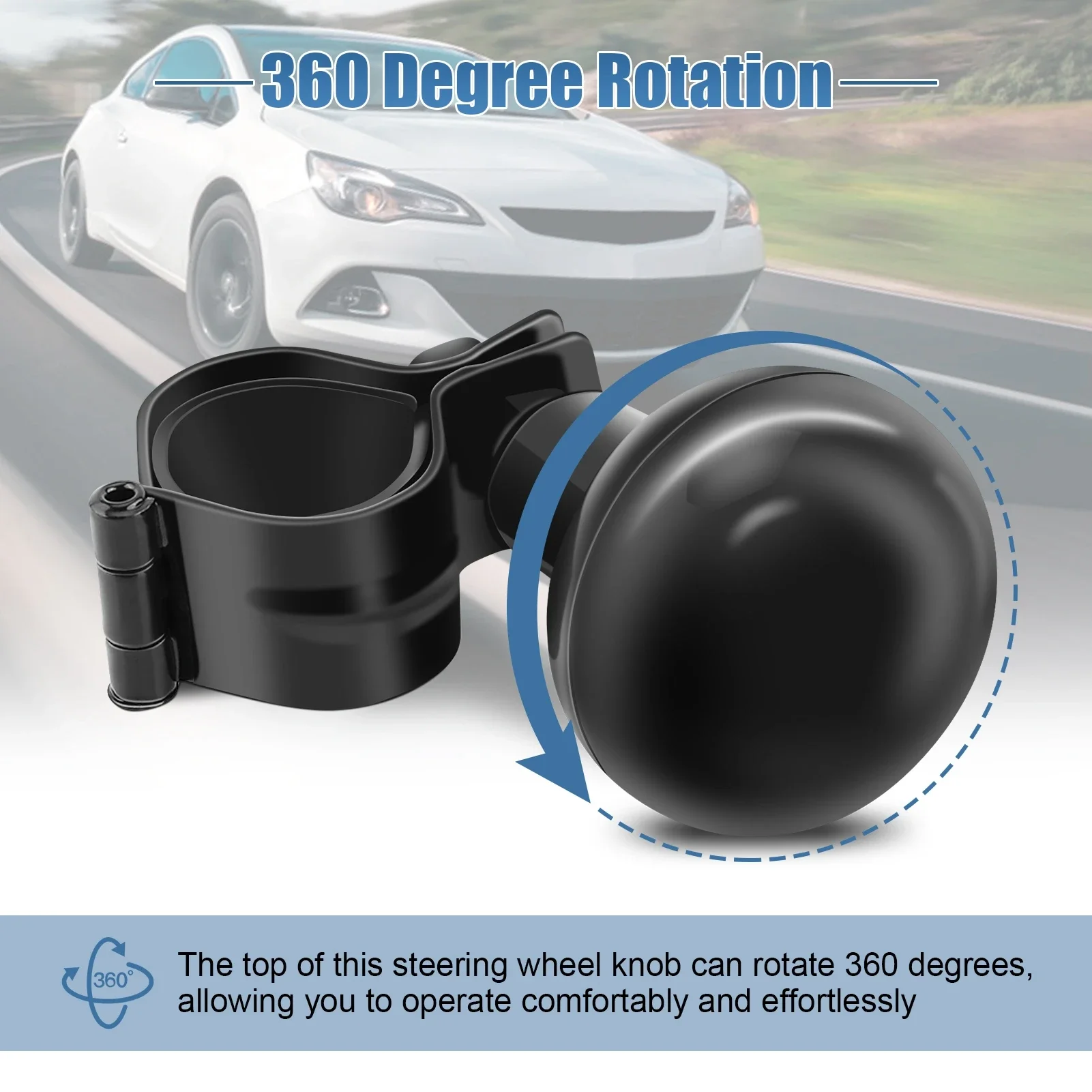 حار بيع 1 قطع الأسود العالمي سيارة الثقيلة عجلة القيادة مقبض سبينر مقبض الكرة دائم الملحقات #6