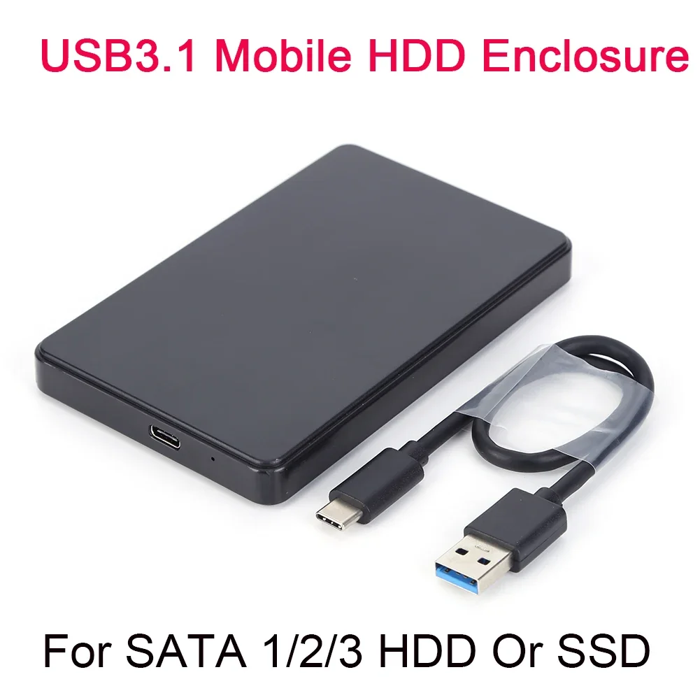 2023 USB3.1 حافظة القرص الصلب 2.5in HDD الضميمة مع كابل USB3.0 إلى Type-C حافظة القرص الصلب المحمولة لـ SATA 1/2/3 HDD أو SSD