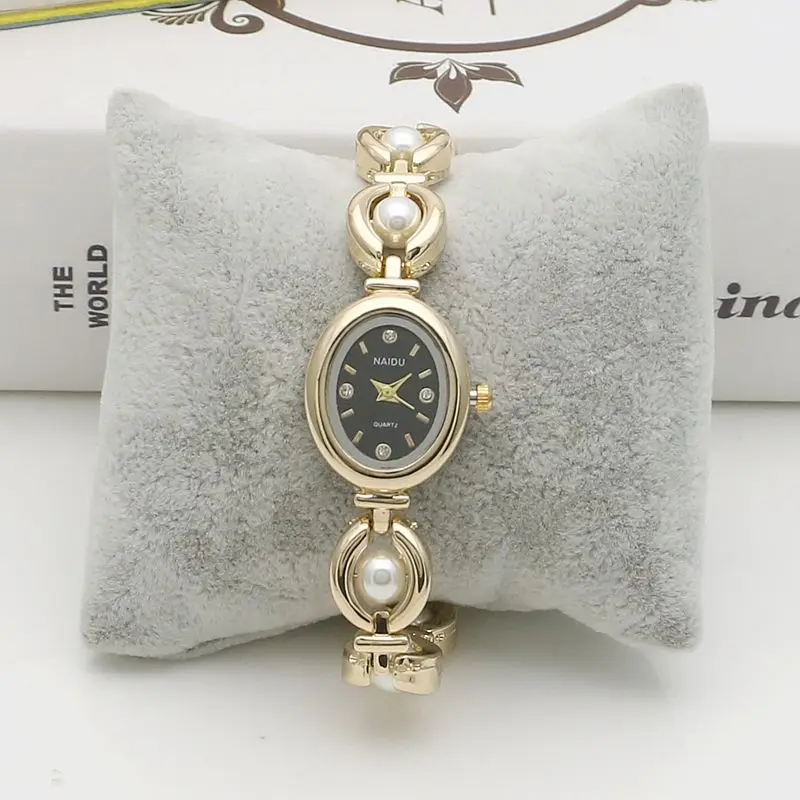 

Элегантный жемчужный браслет, женские кварцевые наручные часы, модные женские часы с бриллиантами, Reloj Mujer