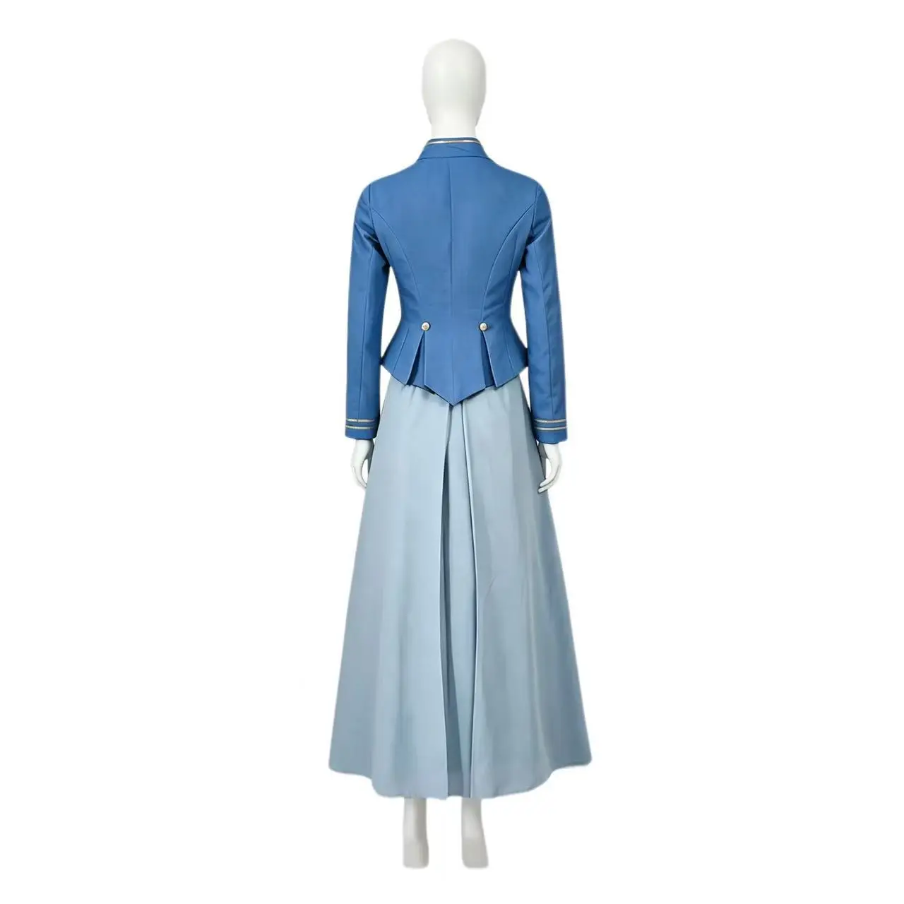 WHH Movie Enola Cosplay Costume Holmes Women Vintage Long Sleeve Military Jacket Skirt Outfit Blue Double Breasted Victorian view 4