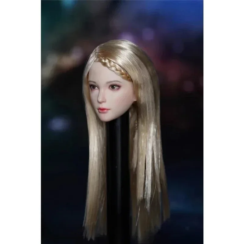 

SUPER DUCK SDH028 1/6 Scale Long Blond Black Hair Beauty Head Sculpt Model for 12" PH TBL Pale Skin Body Props