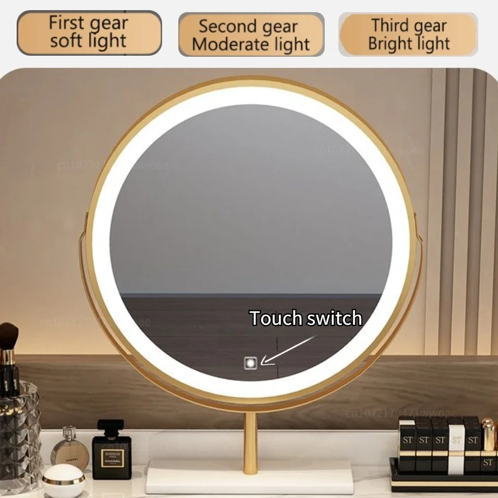 LED Mirror Dressing Table Three Levels of Brightness Adjustment with Drawers Bench Vanities for Bedrooms Modern Simplicity