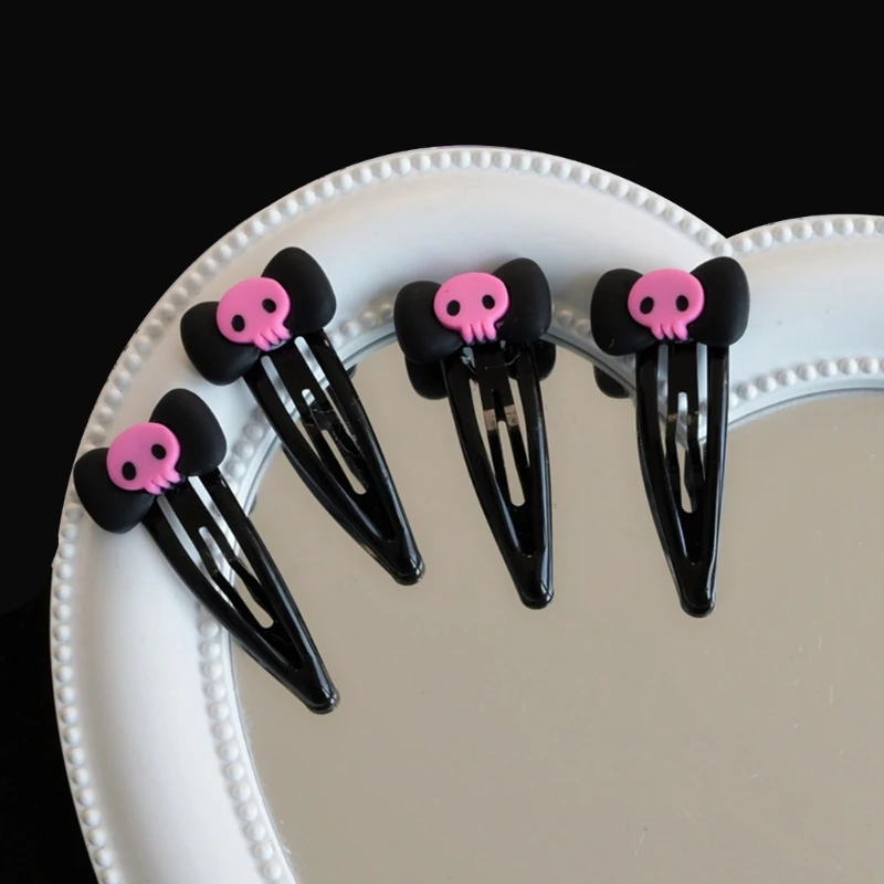 N80C กิ๊บติดผมรูปโบว์ Skull Bobby Pin กิ๊บโลลิต้า JK HairClip Jk Hairpin