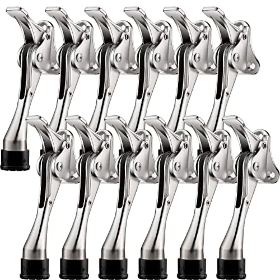 

12 Pcs Heavy Duty Door Stoppers 5.2 Inch One Touch Adjustable Kickdown Door Stoppers Metal Doors Kickstand with Rubber Tips Eas