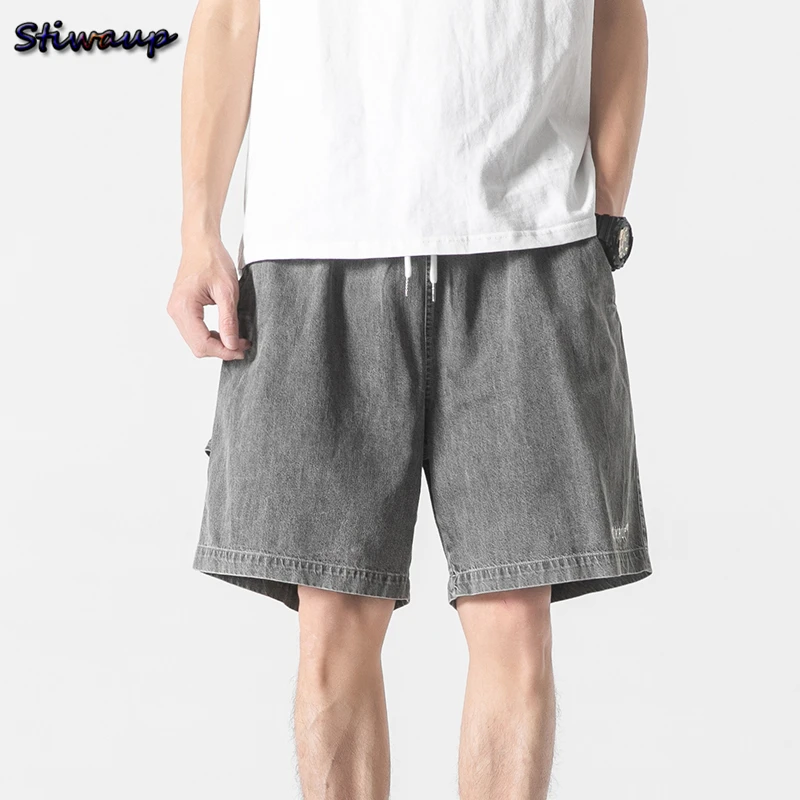 

Men's Beach Blue Denim Shorts 2022 Summer Women's Vintage Goth Clothing Fashion High Waist Straight Jeans Short Women Half Pants