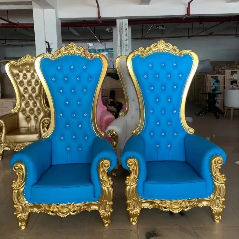 Factory direct sales European solid wood high back chair, wedding scene groom and bride sofa chair queen chair king chair