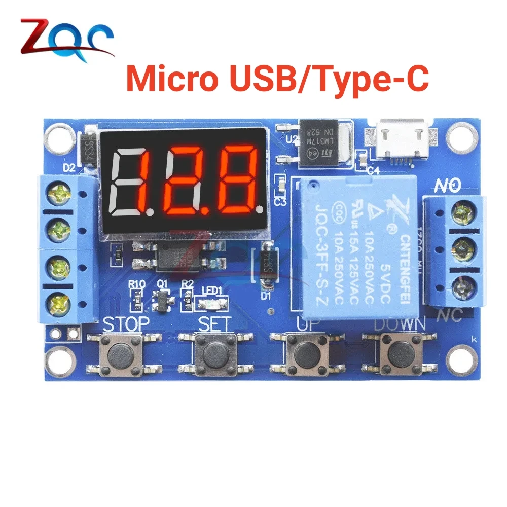 WS16 DC 6-30V Support Micro USB 5V LED Display Automation Cycle Delay Timer Control Off Switch Delay Time Relay 6V 9V 12V 24V