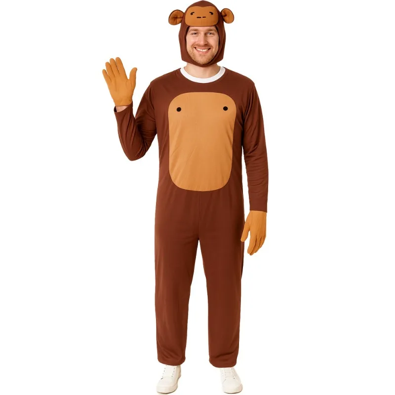 

Adult Funny Monkey with Tail Cosplay Costume Animal Outfit Suit for Stage Performance Christmas Halloween Role Play Party