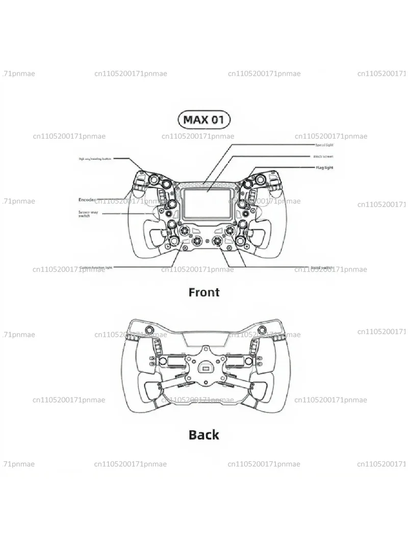 Sim Racing Wheel 300mm 11.8 Inch Steering Wheel with 4 Inch Touch Screen 21 RGB Dash Lights Compatible with simHub