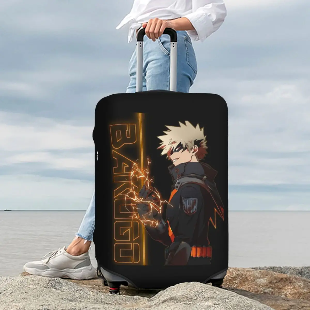

Bakugou Katsuki Suitcase Cover Protection Elastic Trip Luggage Protector Covers for 18-32 Inch
