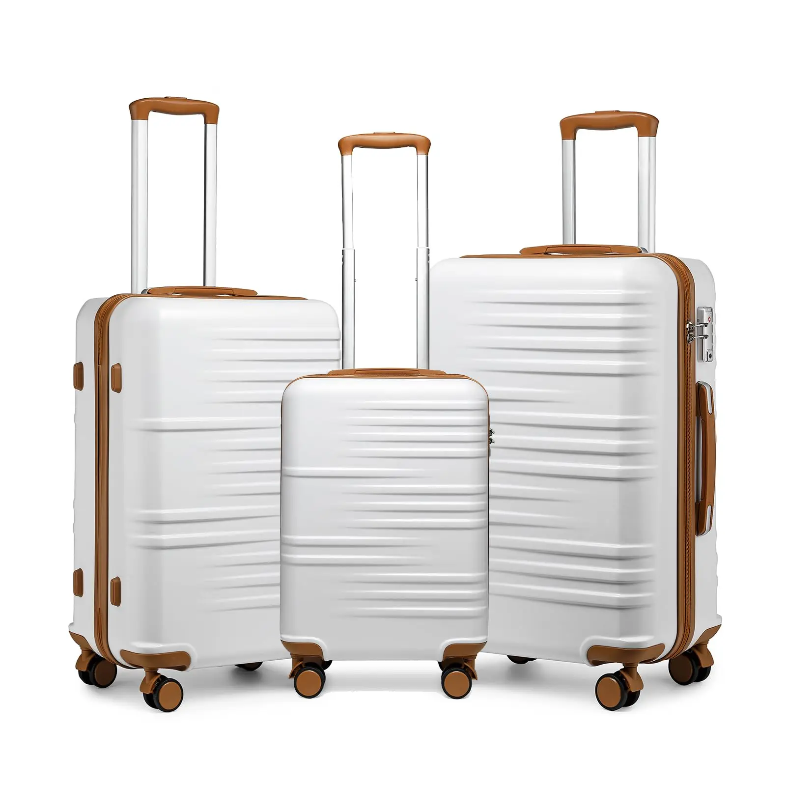 New New ABS + PC Trolleys White Robust Suitcase With Elegant Design Ideal For Travel