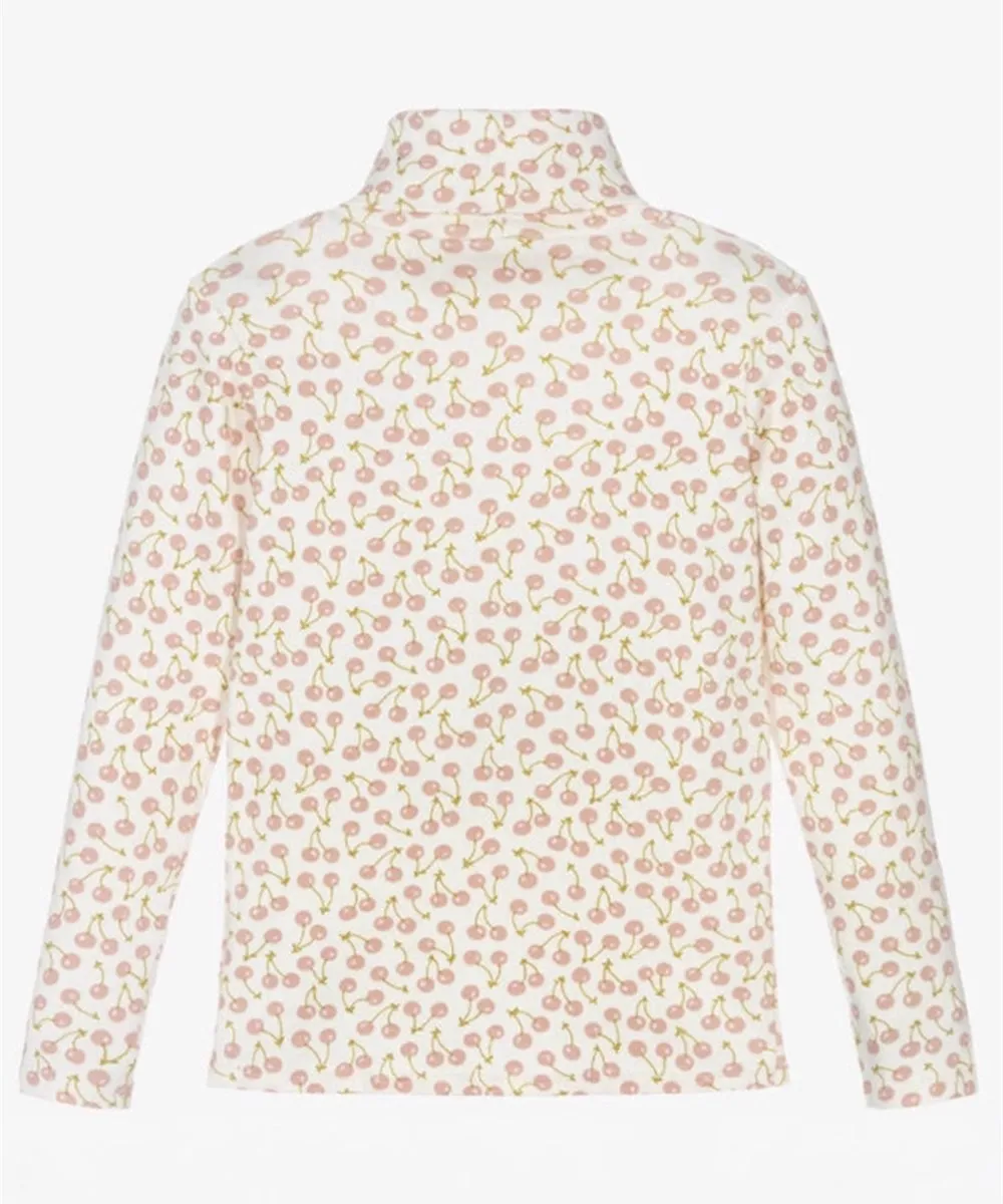 

spring baby girls clothes kids clothes for kids Cherry patterned printed knitted sweater mock neck Warm in autumn Soft top