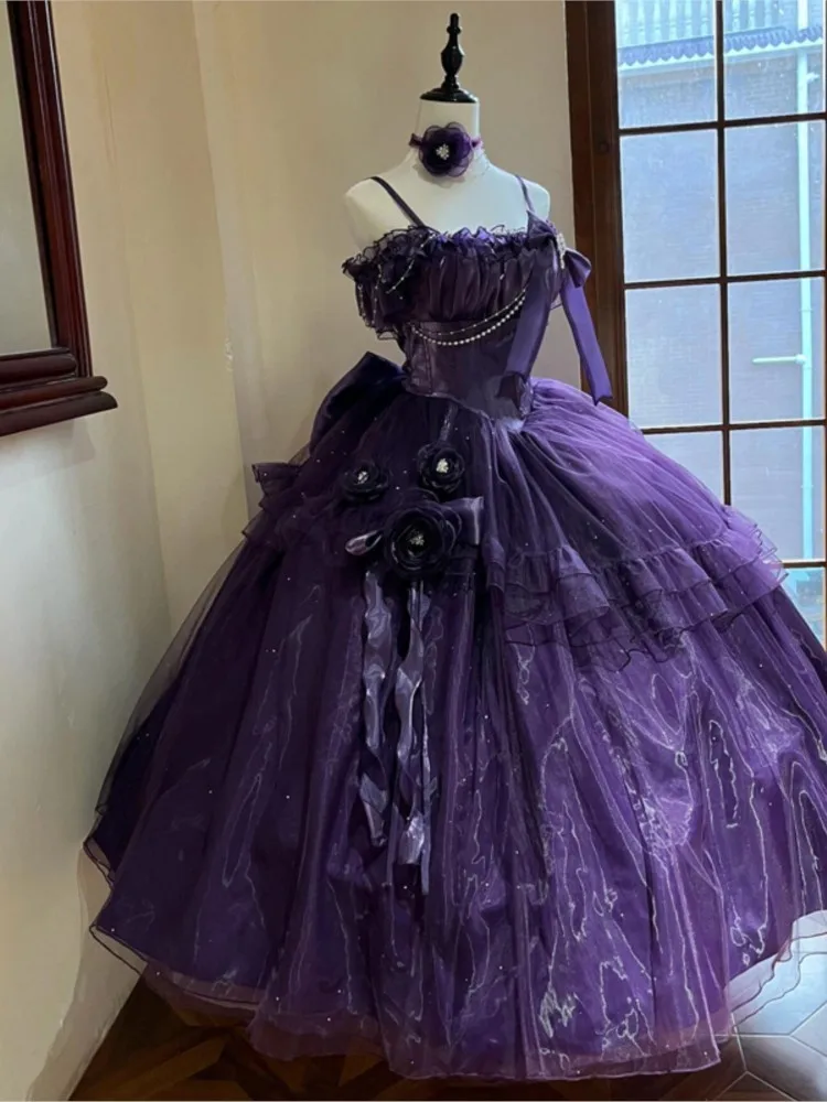 

Purple wedding dress student day coming-of-age graduation puffy